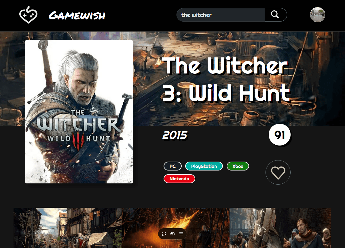 gamewish website screenshot